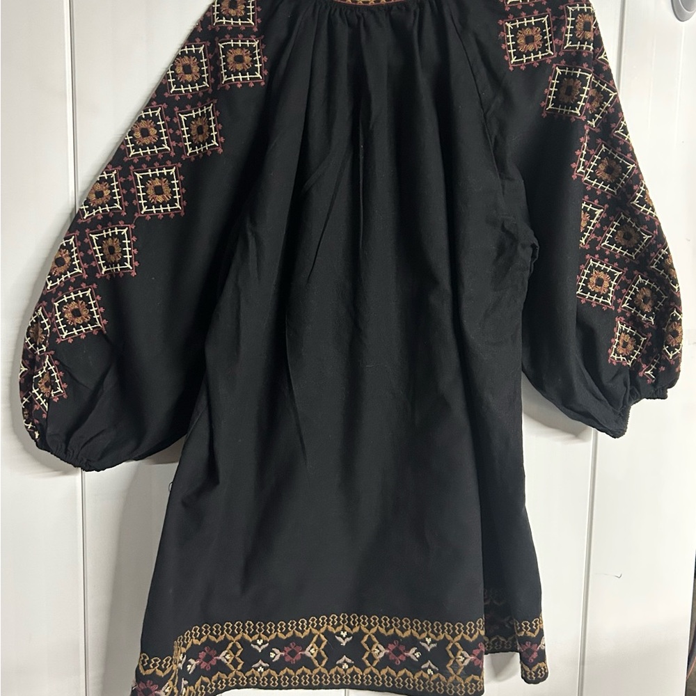Zara Black Dress with Gold Embroidery - Picture 5 of 5